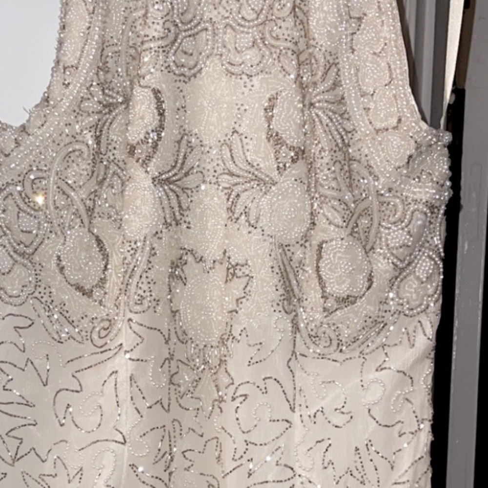 Custom Ostrich Feather Fully Beaded Dress - Picture 7 of 7